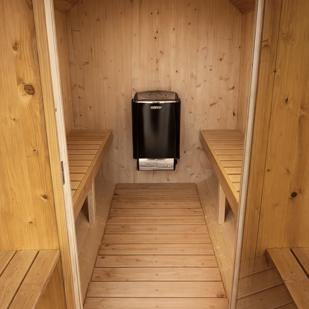 Fasssauna IGNIS M - 2,40m für 4 Personen - Saunenpark.de - Eine Marke der Belcalore Vertriebs GmbH