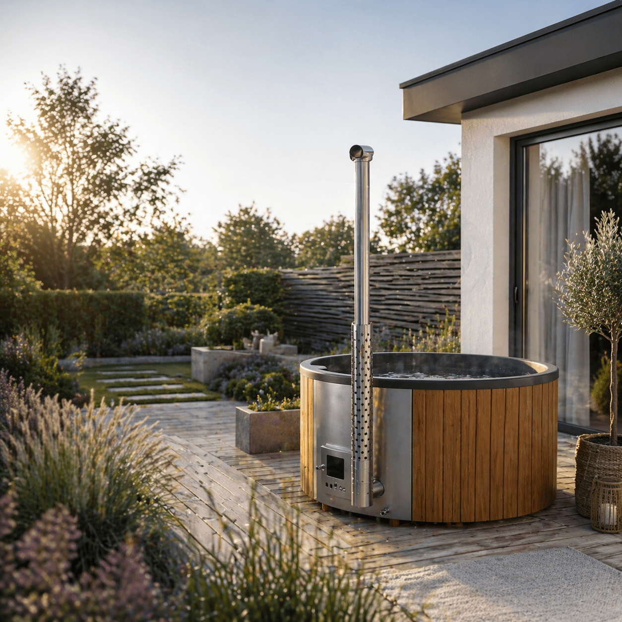 Badezuber / Hot Tub mit integriertem Holzofen - Saunenpark.de - Eine Marke der Belcalore Vertriebs GmbH