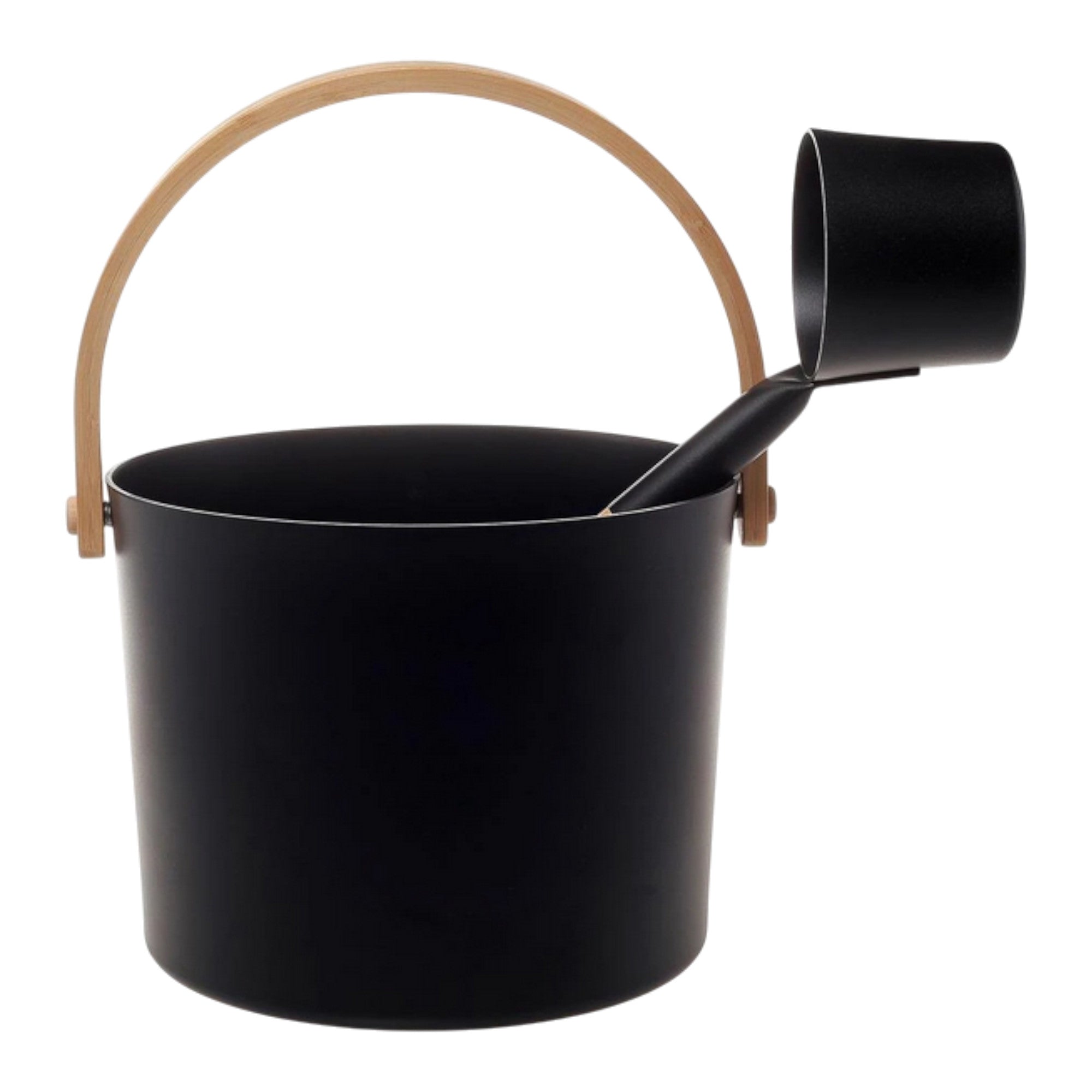 Amilano 5L Set in Optik schwarz mit Bambus Holzkübel / Schöpfkelle