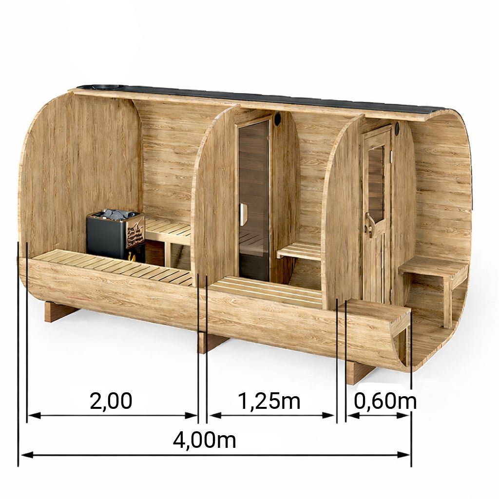Fasssauna ALMA XL -  4,00m für 4 Personen