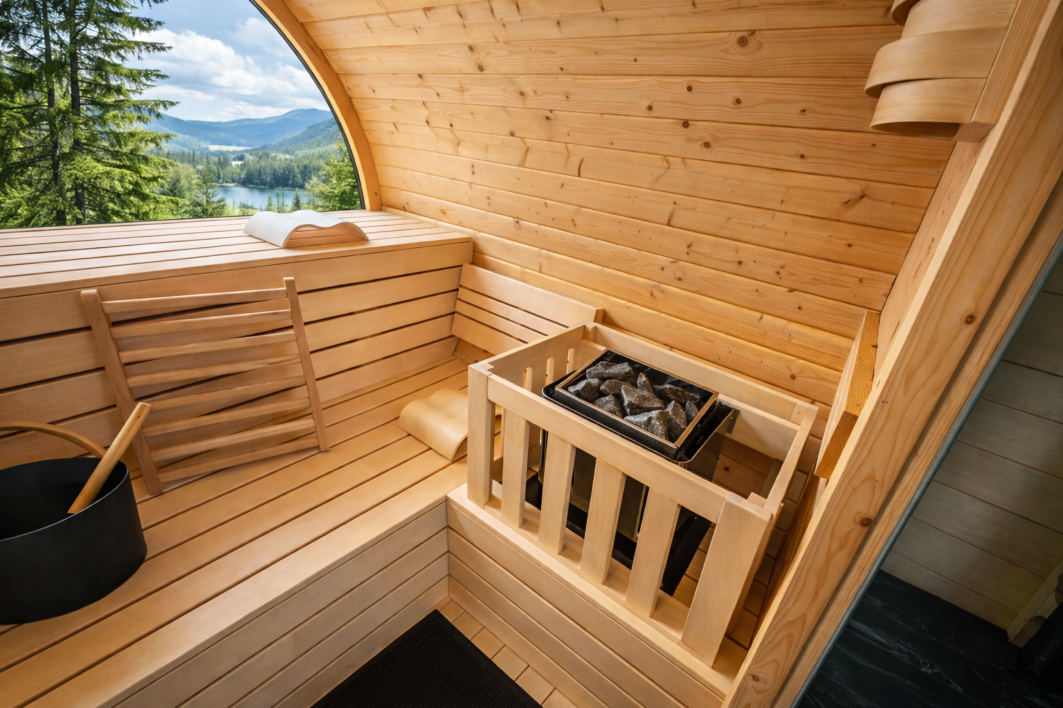 2 in 1 Premium Kombifasssauna - mit Infrarotkabine - für 5 Personen