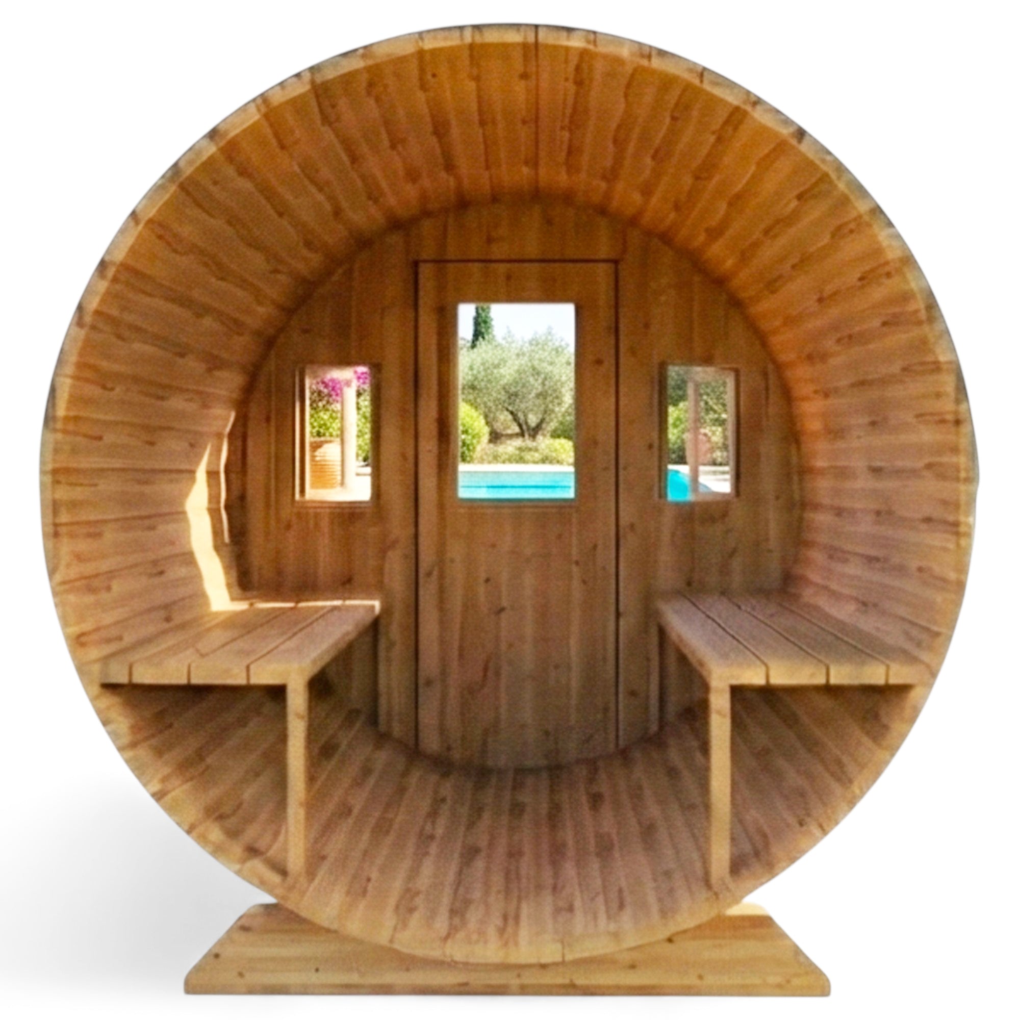 Holzfront mit 2 verstellbaren Fenstern