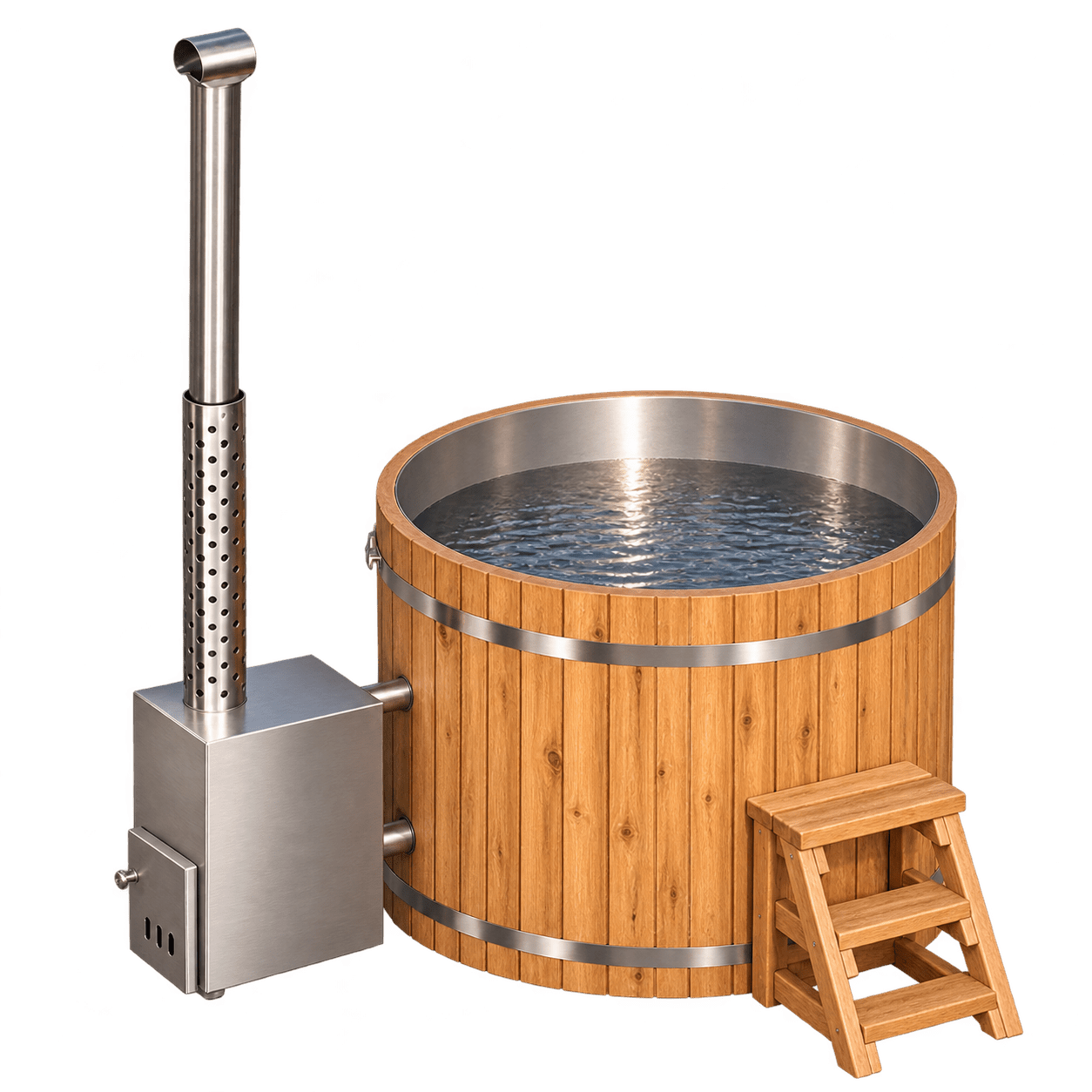 Badezuber / Hot Tub Acero mit Holzofen - Saunenpark.de