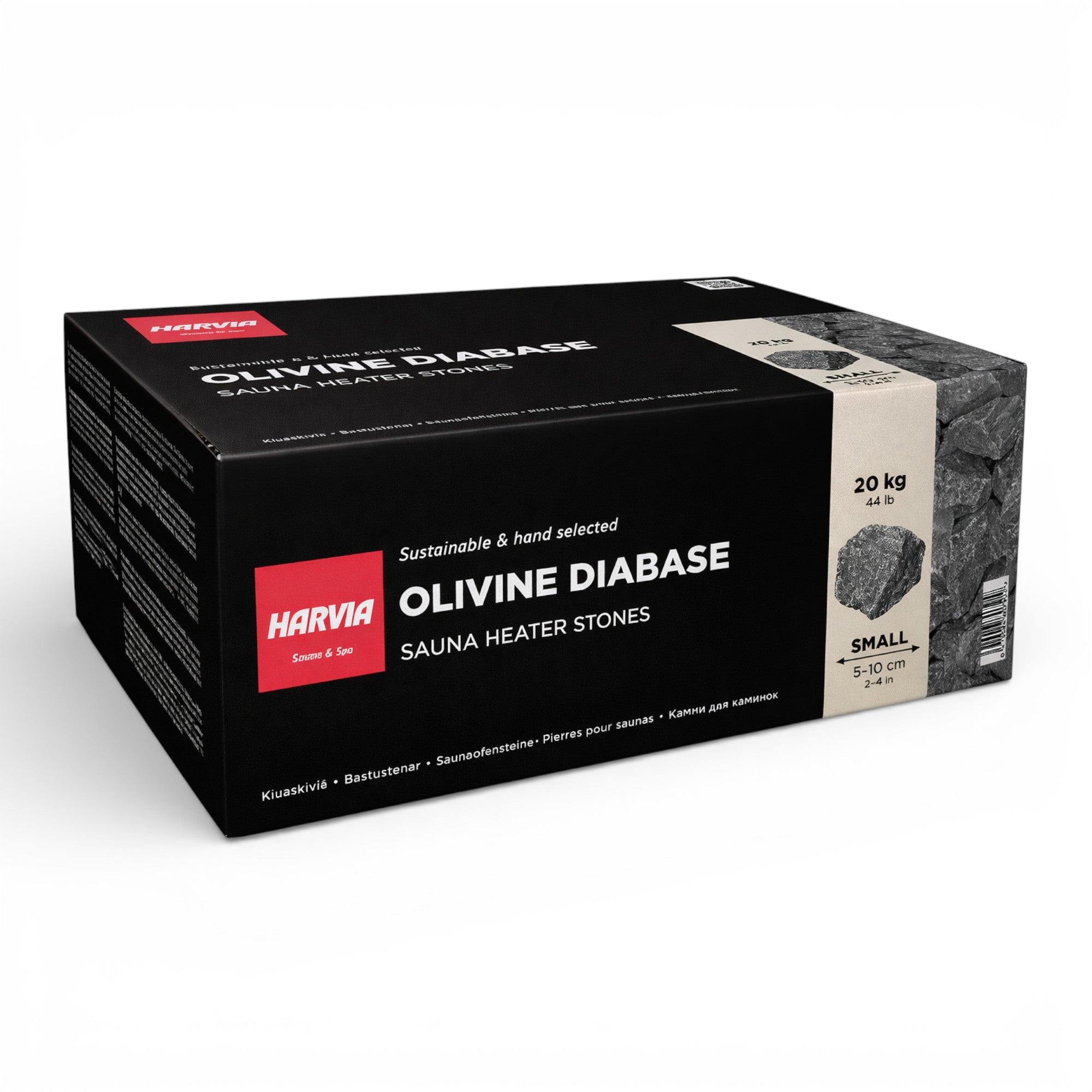 20kg Olivindiabas Harvia Eckige Saunasteine mit 5-10 cm