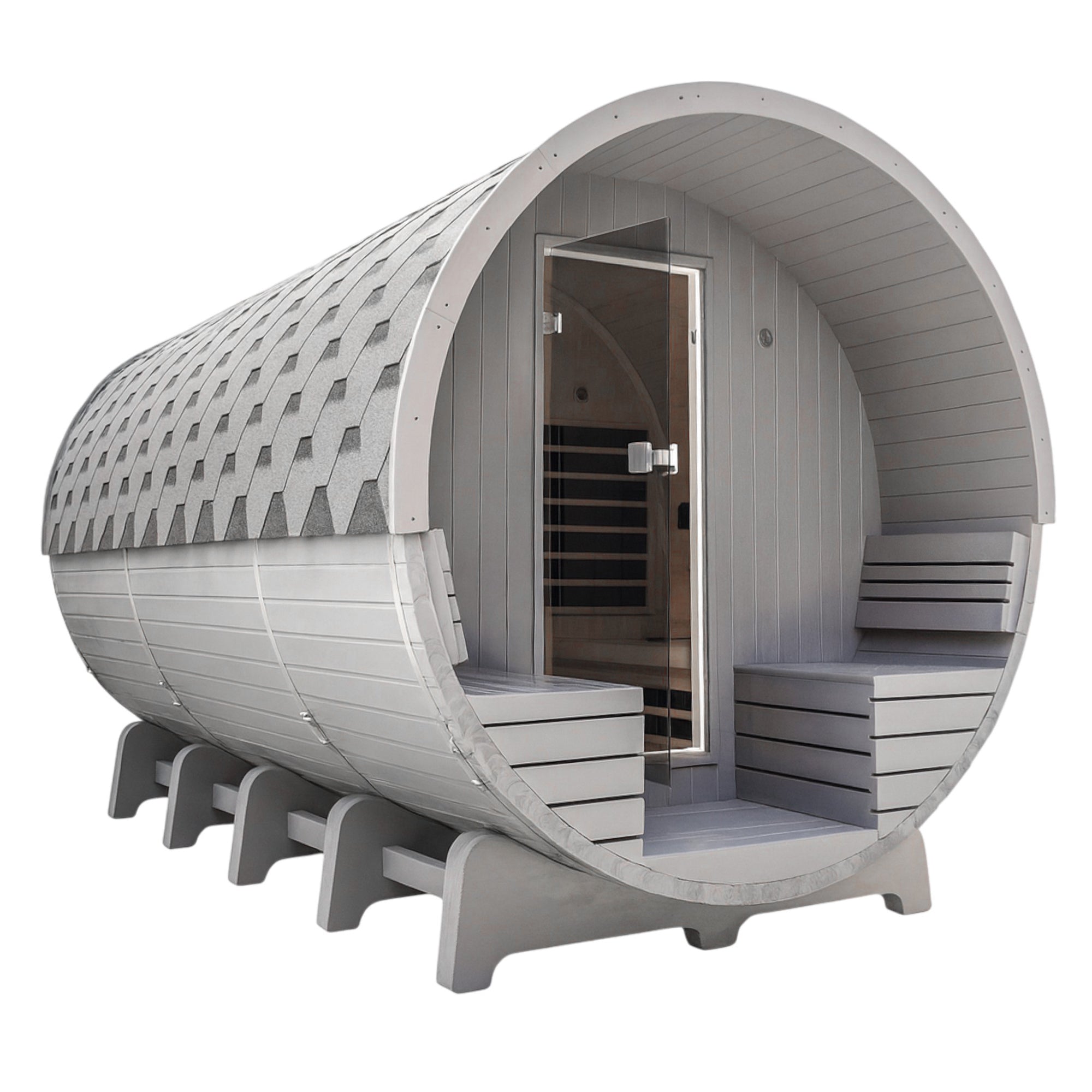 2 in 1 Premium Kombifasssauna - mit Infrarotkabine - für 5 Personen