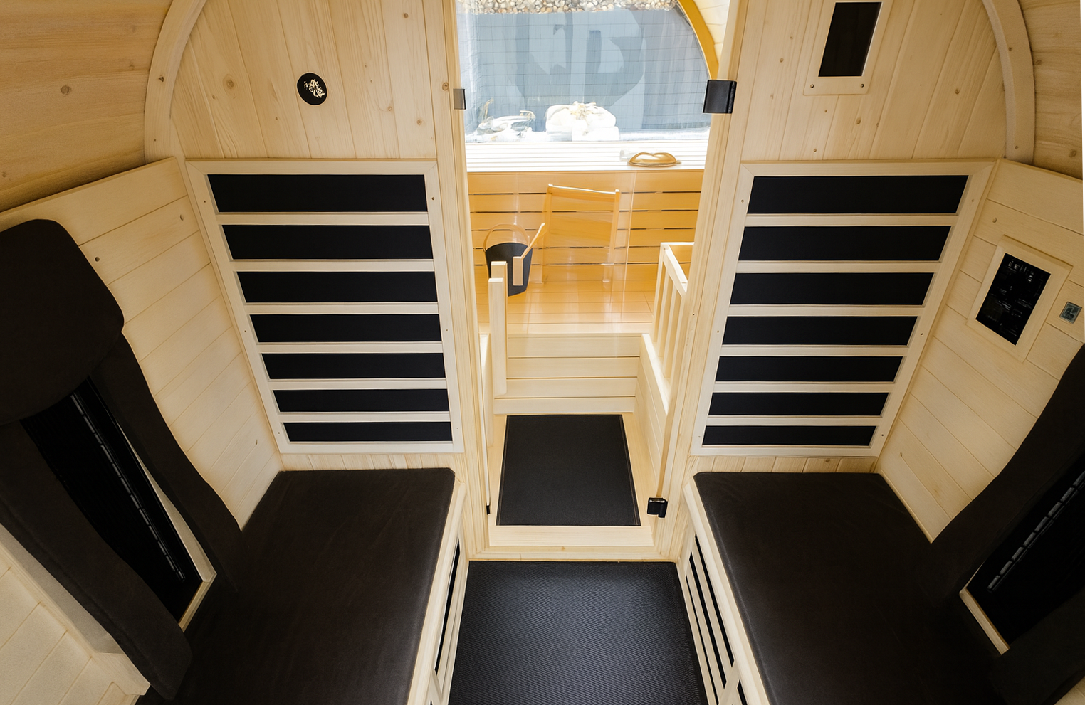 2 in 1 Premium Kombifasssauna - mit Infrarotkabine - für 5 Personen
