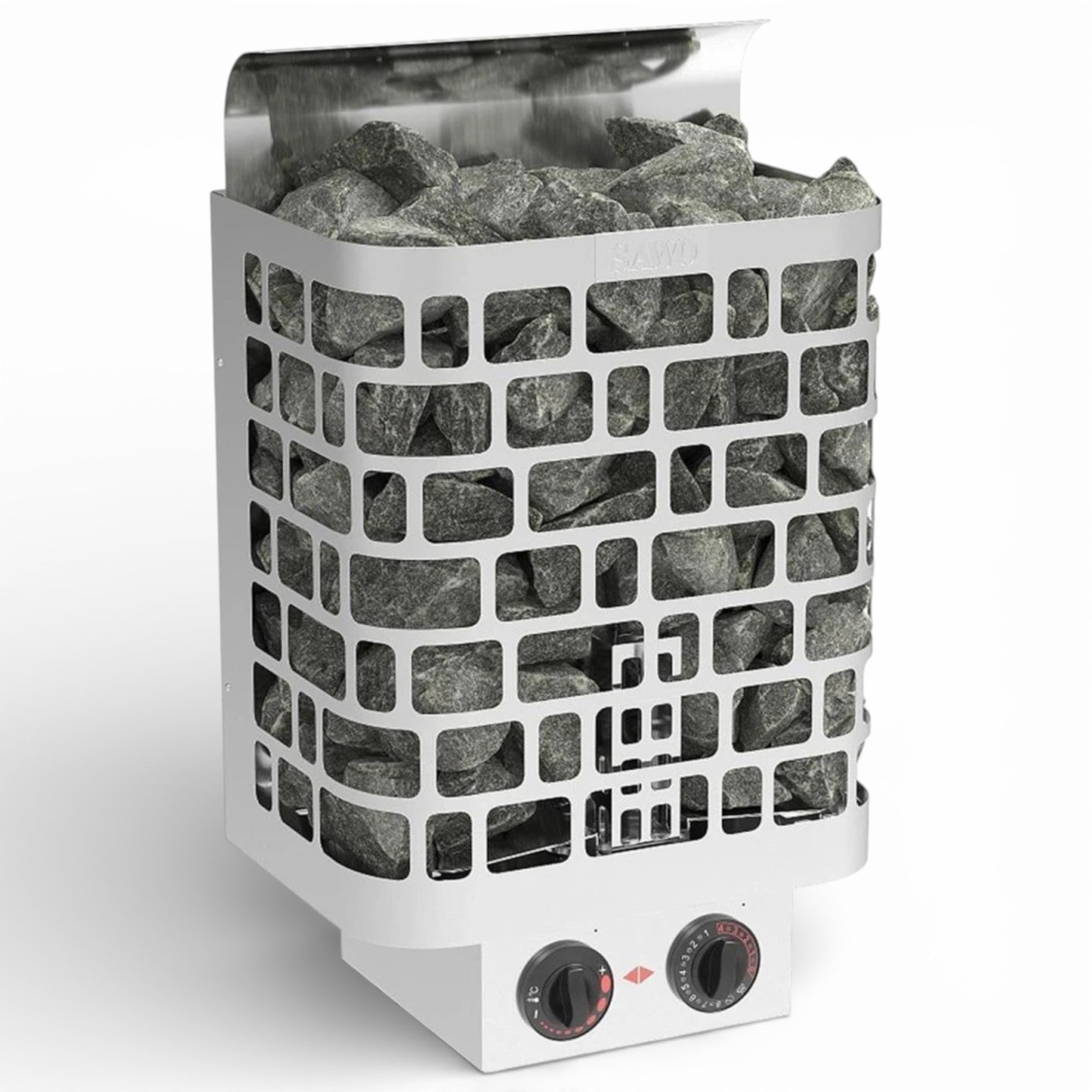 Saunaofen-Set Sawo KRIOS mit integrierter Steuerung, Saunasteinen und Schutzbügel