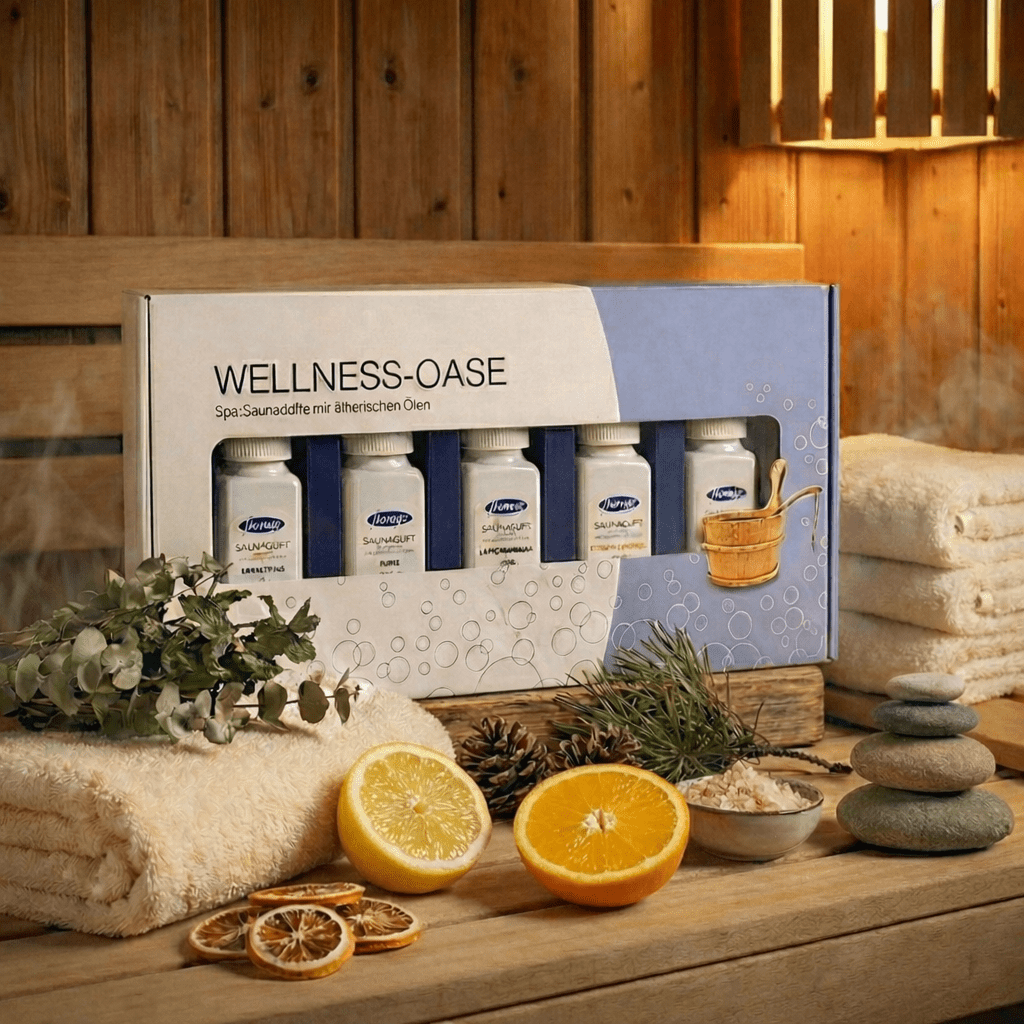 Sauna Aufguss Set – 5 Düfte mit ätherischen Ölen