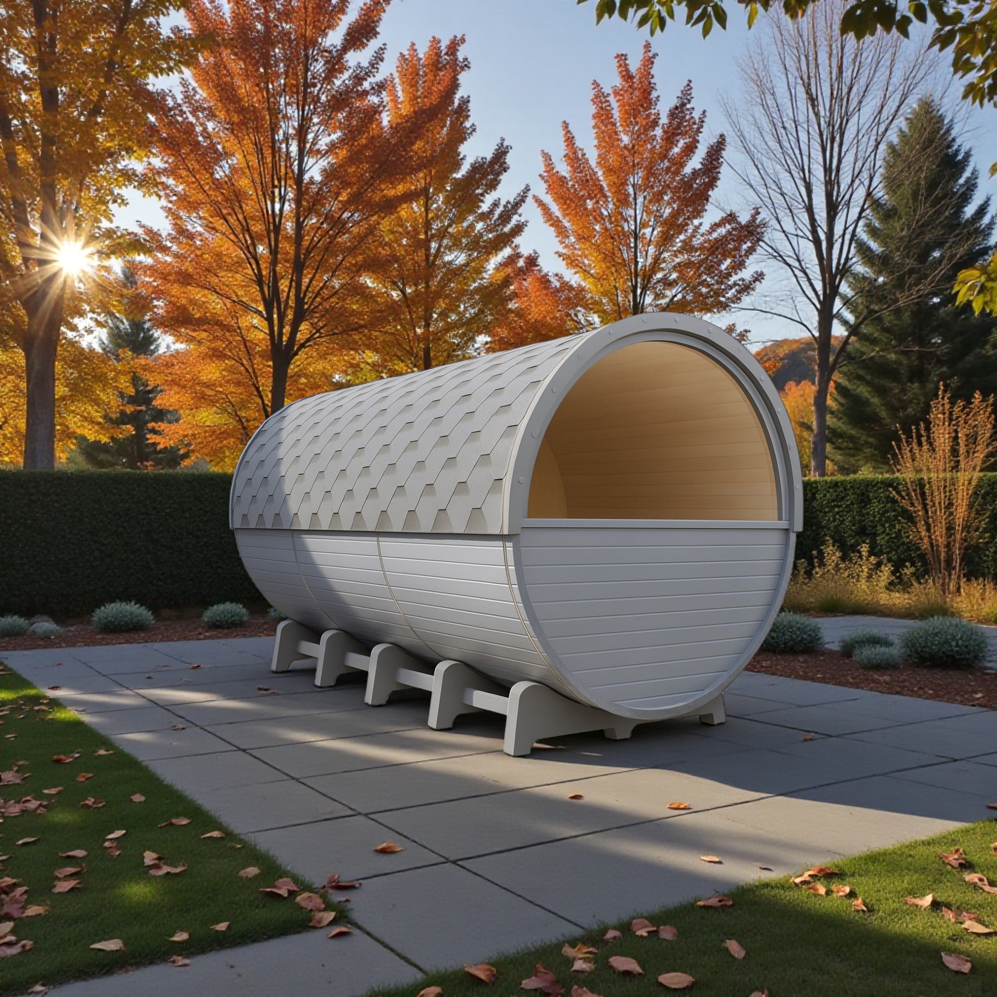 2 in 1 Premium Kombifasssauna - mit Infrarotkabine - für 5 Personen